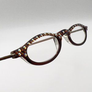 JC Jimmy Crystal New York Italy Design GL-314 +100 Swarovski Brown Orange Frames
